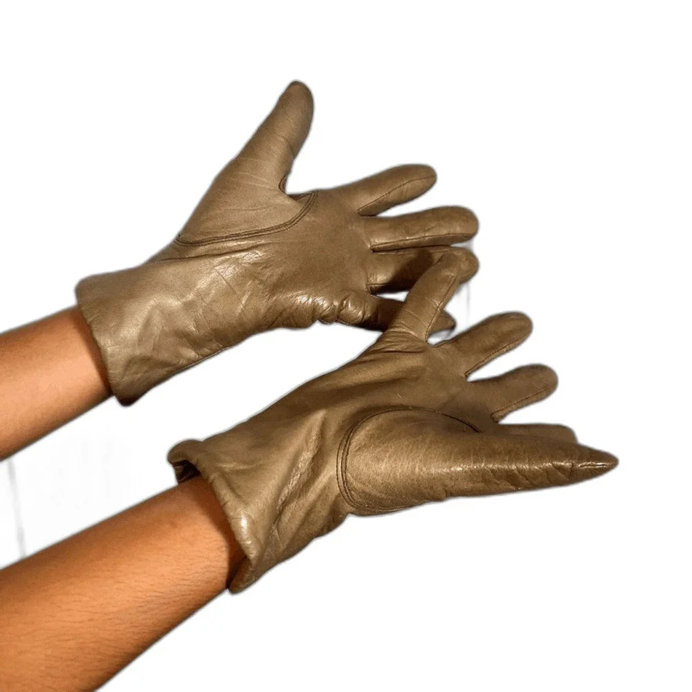 Vintage 80's Gloves Size 6 Classic Mob Wife Old Money Elegant Tan Leather Gloves